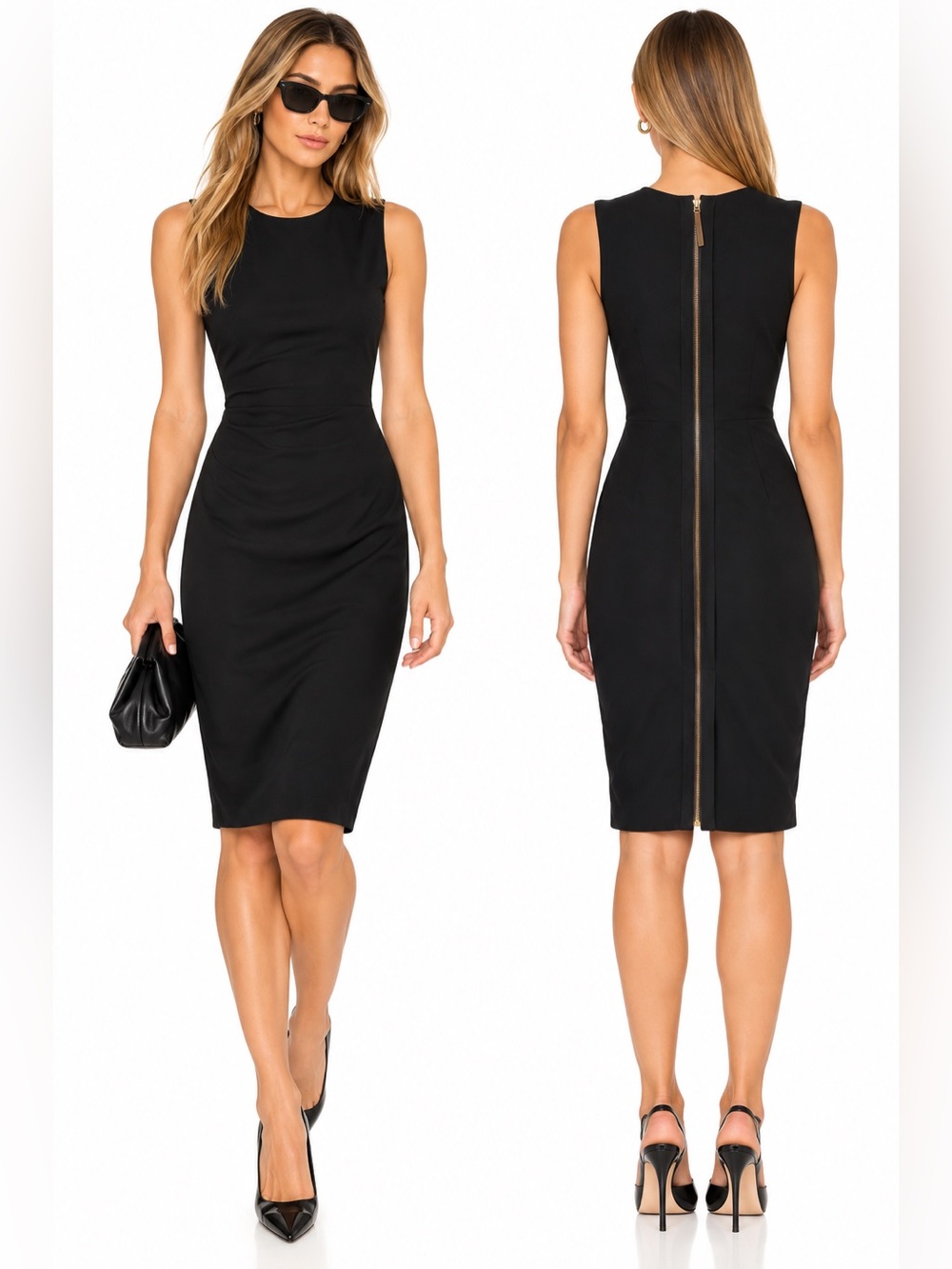 Malene Birger Black Sleeveless Sheath Dress Exposed Back Zipper Minimalist